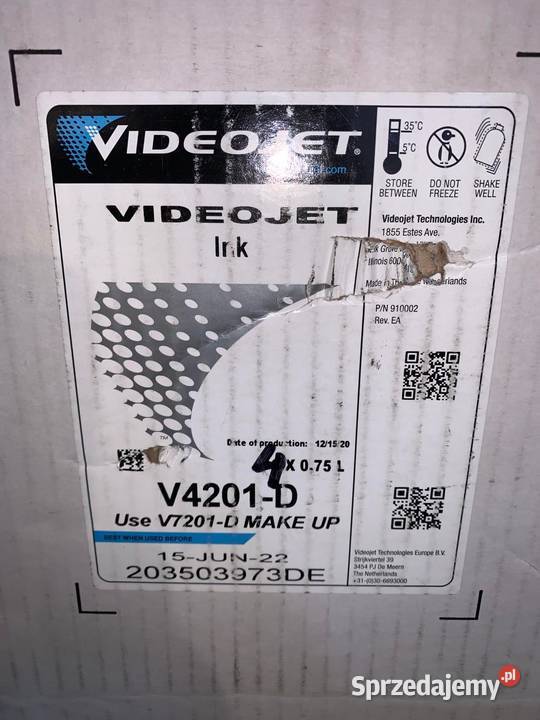 V4201D Videojet Ink for 1580 and 1860 Printers Warszawa sprzedam