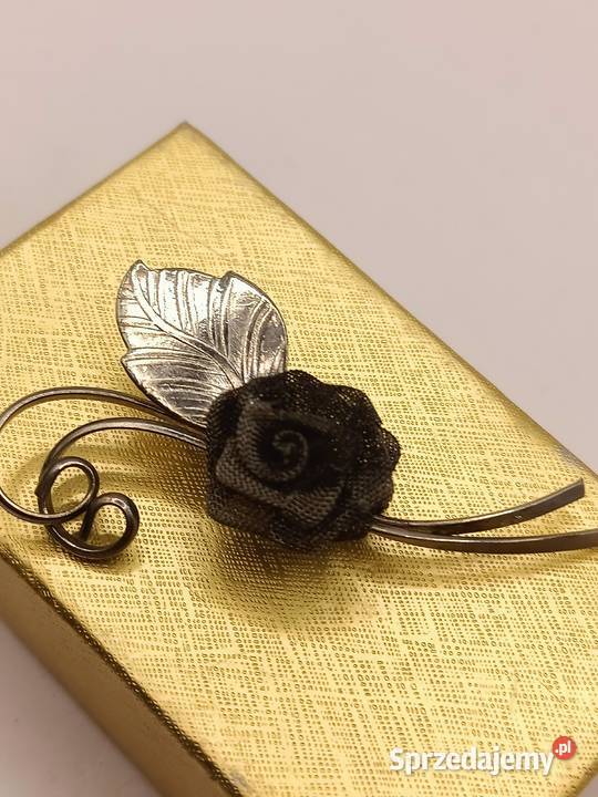 BIŻUTERIA BROSZKA PIĘKNA CZARNA RÓŻA Zamość