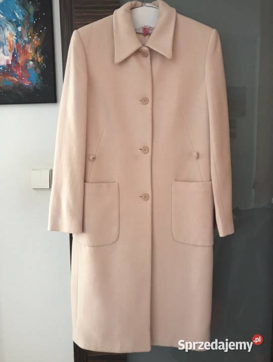 Jasno różowy pudrowy róż wełniany płaszczyk Warszawa sprzedam