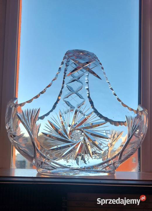 Wielki piękny kosz kryształowy PRL Porcelana i szkło dolnośląskie Wrocław