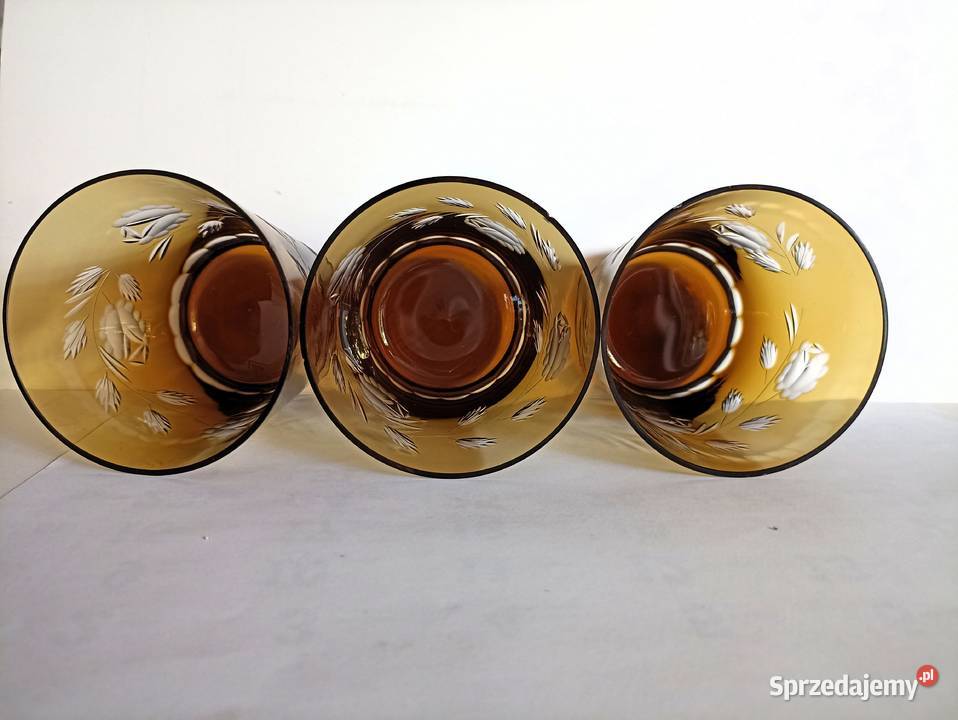 Szklanki kryształowe Hortensja PRL 6 sztuk łódzkie Bełchatów