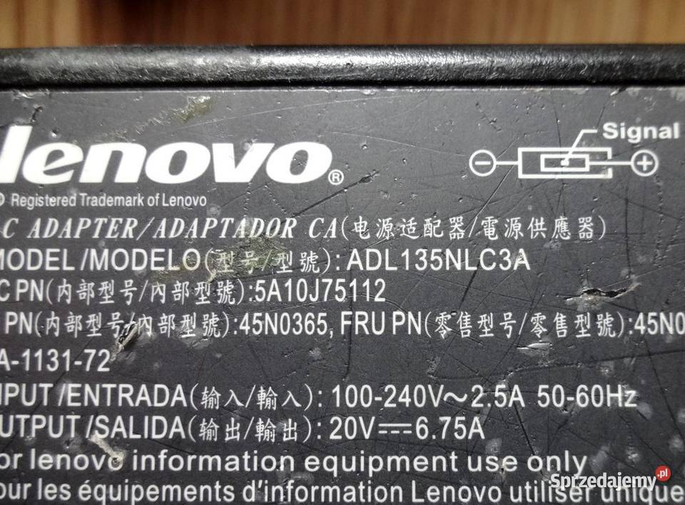 Zasilacz LENOVO ADL135NLC3A 20v 675A Szczecin