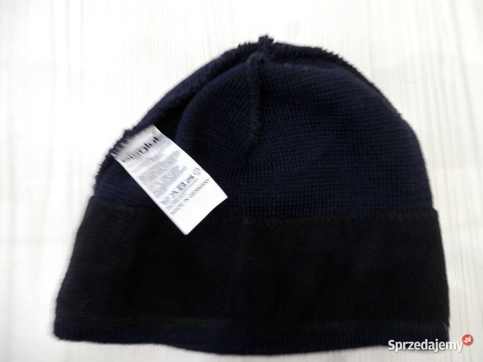 Czapka Męska Wełniana 100 Wełna Merino Granatowa Łomża
