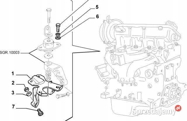 ŁAPA WSPORNIK SILNIKA LANCIA Y10 NOWA ORYGINAŁ