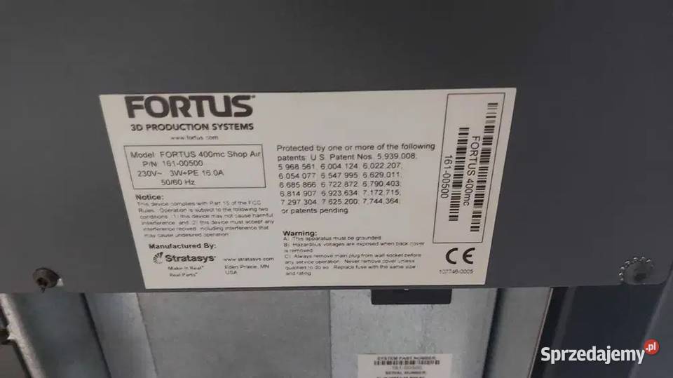 Drukarka 3D Stratasys Fortus 400mc duża Poznań sprzedam