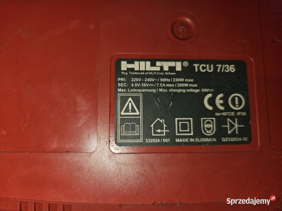 Mlot udarowy wiertarka Hilti TE 6A ładowarka TCU Kock