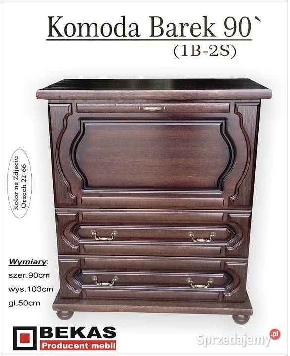 Stylowy Barek 90 Komoda 1B2S Orzech Dąb 90cm Meble Wrocław