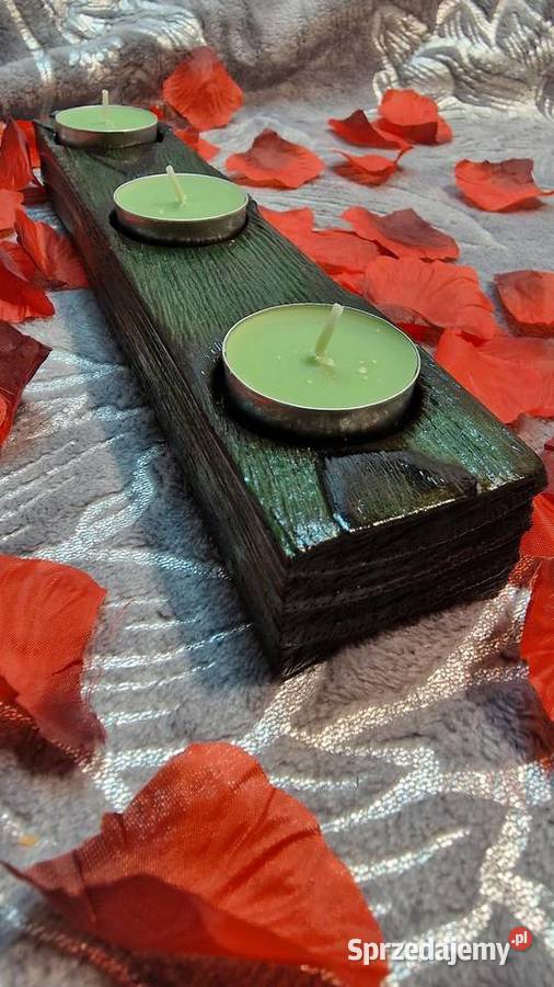 Świecznik świerkowy Shou Sugi Ban leśna zieleń warmińsko-mazurskie Sępopol sprzedam