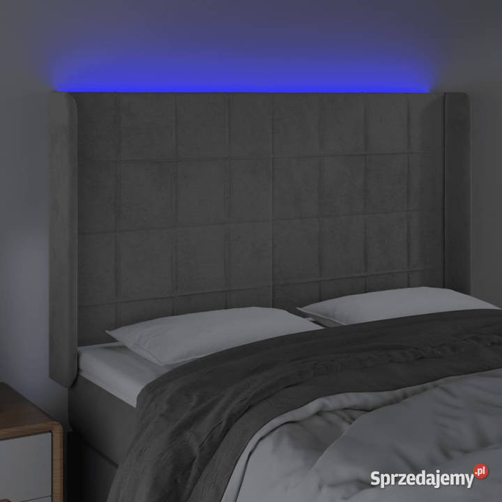 Zagłówek do łóżka z LED jasnoszary 147x16x118128