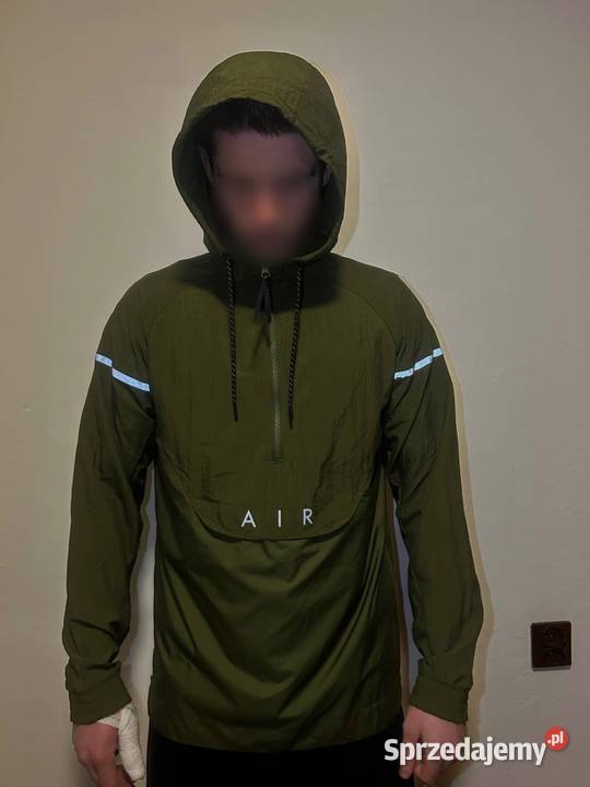 Lekka kurtka anorak khaki z kapturem M styl Poznań