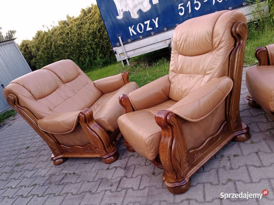 Komplet Wypoczynkowy VEGA 211 i Ława Dąb Skóra Kozy