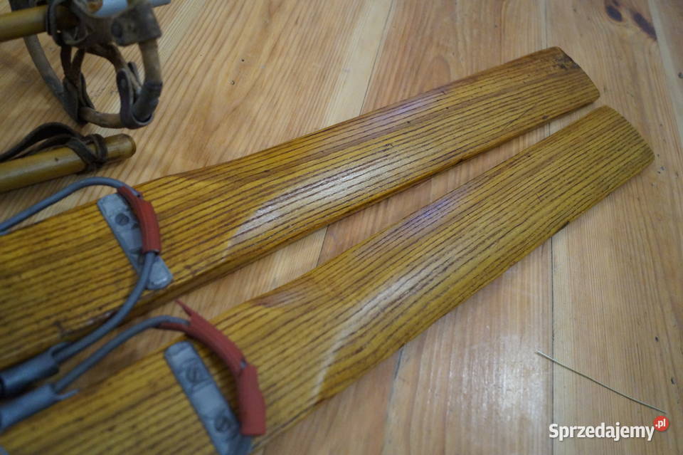 Stare narty jesionowe 185 z kijkami podkarpackie Pruchnik