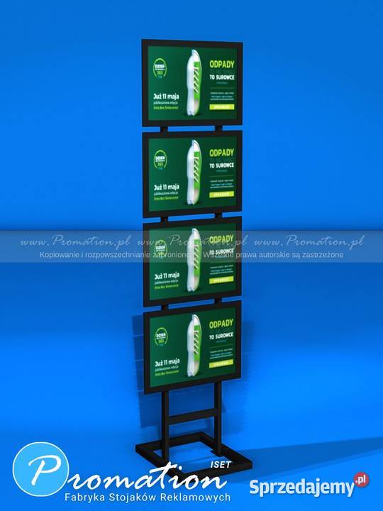 Czarny stand na plakaty A3 x 4 stojak do urzędu Łódź