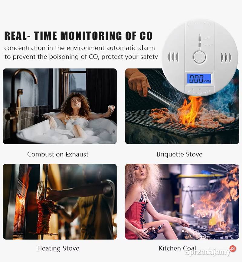 Niezależny czujnik alarmowy CO Detektor alarmowy Rzeszów sprzedam