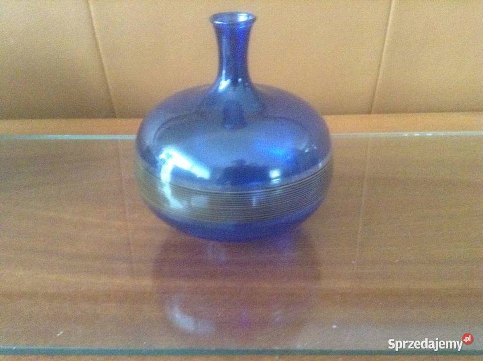 Wazonik ze szkła kobaltowego lata 6070 Opole