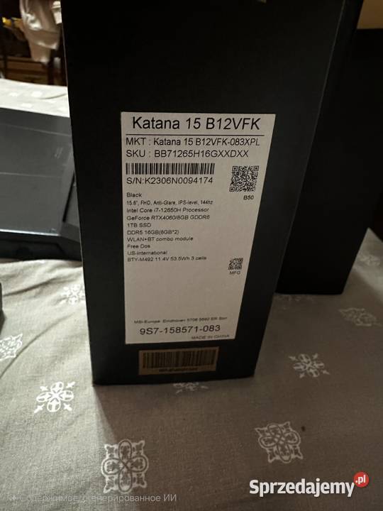 Laptop gamingowy MSI Katana 15 B12VFK i712650H Nowy Dwór Mazowiecki