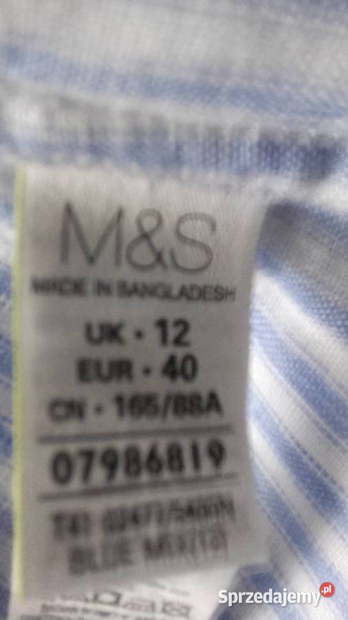 MARKOWA DAMSKA KOSZULA Z NATURALNEGO LNU r 40 niebieski Piła