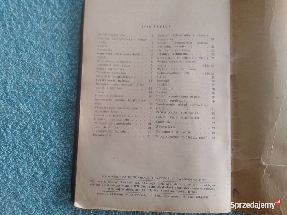 instrukcja obsługi samochodu FIAT 126p 1973