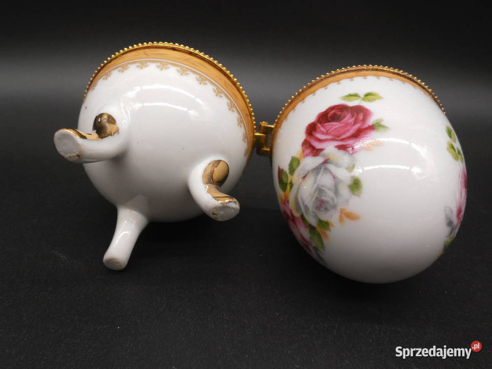 Porcelanowa Szkatułka Puzderko Jajko w Stylu Raszków
