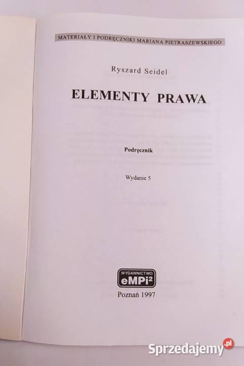 ELEMENTY PRAWA Ryszard Seidel Hajnówka sprzedam