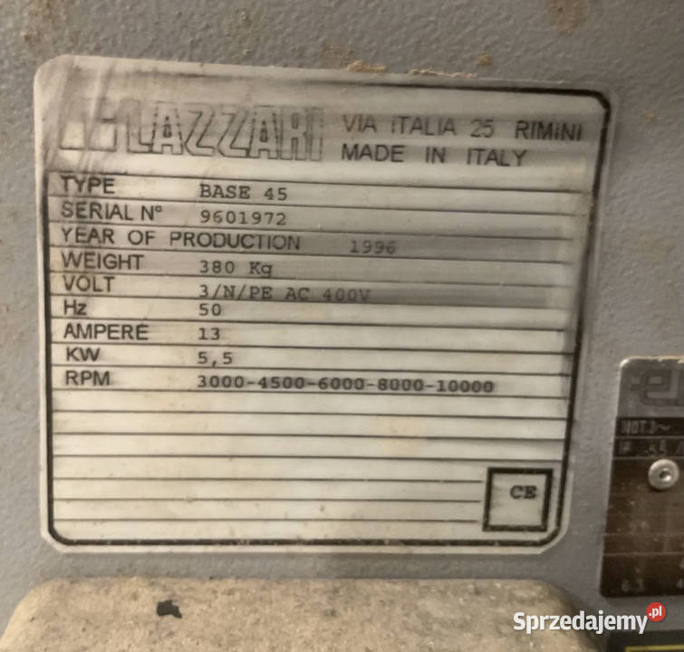 Frezarka dolnowrzecionowa LAZZARI Base 45