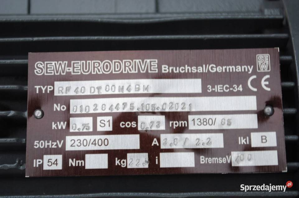 Motoreduktor kołnierzowy 075kw 85obr z hamulcem lubuskie Kargowa