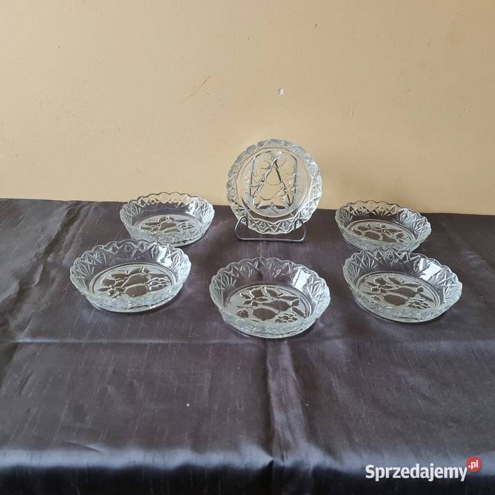 Zestaw salaterek ze szkła bezbarwnego PRL Warszawa sprzedam