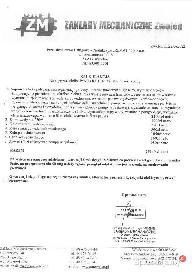 JCB 2CX remoncie silnika gotowy do pracy komplet Motoryzacja Wrocław sprzedam
