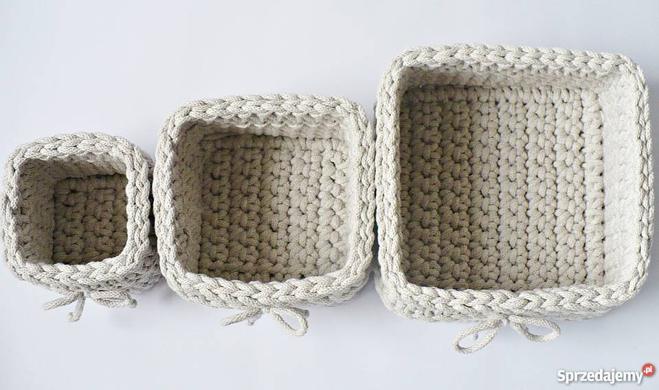 Koszyki kwadratowe bawełniane komplet 3 wielokolorowy Bydgoszcz