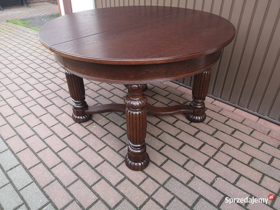 Stół Okrągły Dębowy Zjawiskowy Duży Antyk Stary Swarzędz