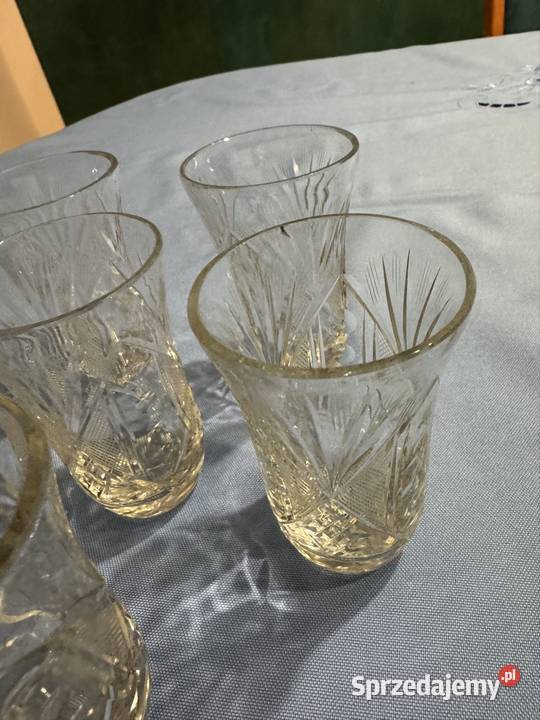 Szklaneczki kryształowe z czasowPRL lata 70 te Częstochowa