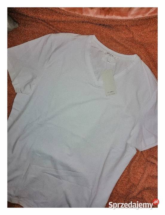 Biała bawełniana Koszulka Bluzka Tshirt Slim fit Odzież sportowa Leszno sprzedam