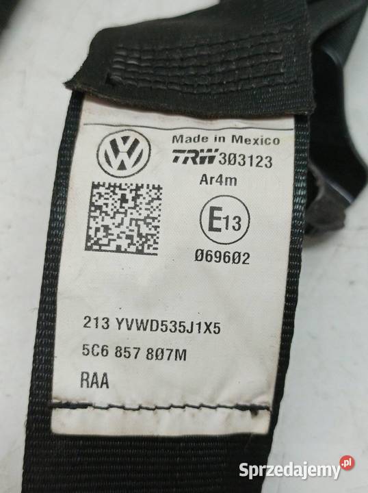 PAS BEZPIECZEŃSTWA PRAWY LEWY TYŁ ŚRODEK KPL 5C Motoryzacja