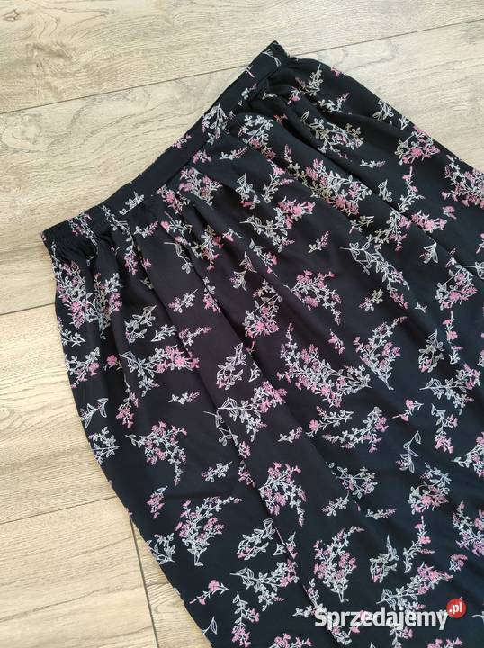 Czarna spódnica w kwiaty Floral Midi 46 48 Jasło