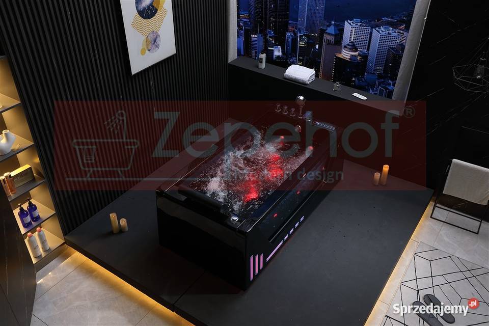 Czarna wanna z hydromasażem BC607 Schwarz podlaskie Grabówka