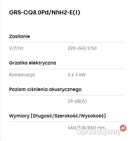 Pompa ciepła Gree Versati Split 8kW Gniezno