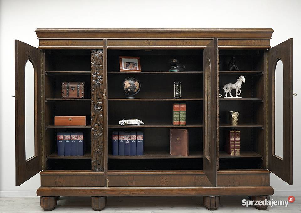 Dębowa biblioteka w stylu secesyjnym lata 30te wielkopolskie