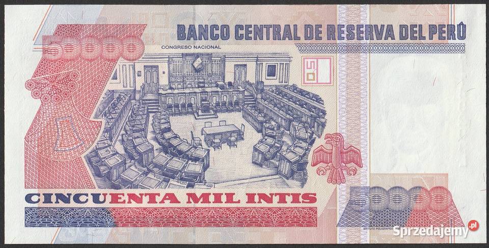 PERU 50 000 INTIS 1988 DE LA TORRE STAN BANKOWY
