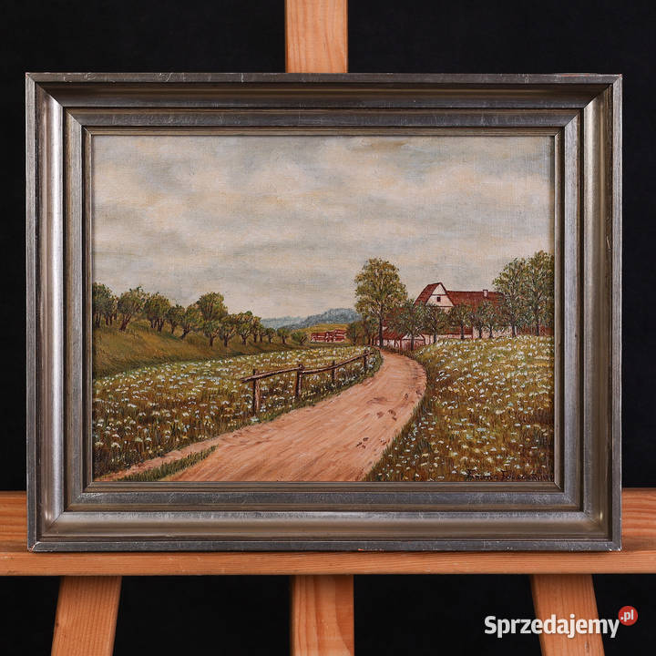 ARTexpert Obraz Olejny Sielski Krajobraz Wiejski zachodniopomorskie Dobrzany