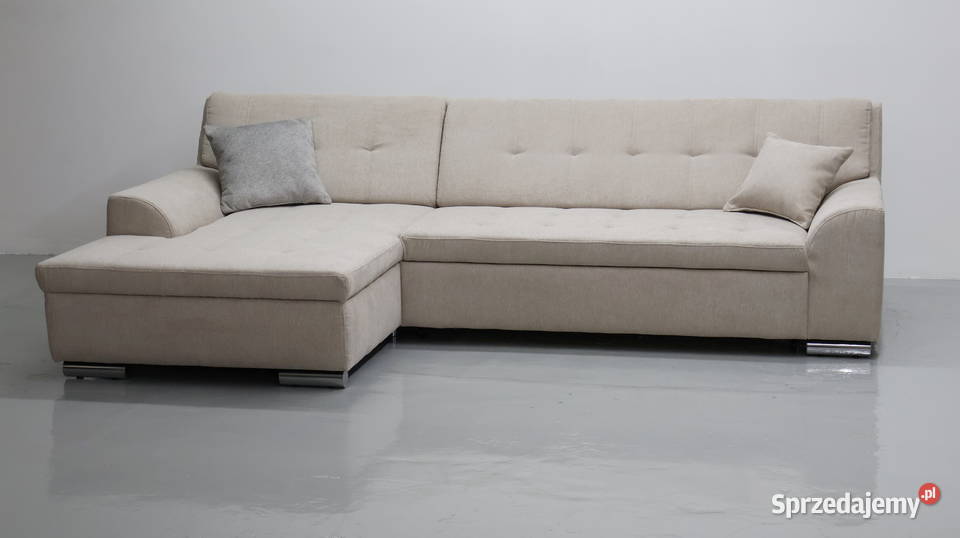 TJE Narożnik funkcją spania BEŻOWA tkanina Poznań