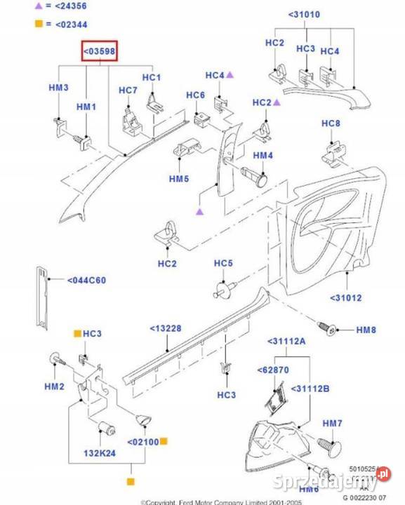 OSŁONA SŁUPKA PRAWA FORD FOCUS 9805 ORYGINAŁ