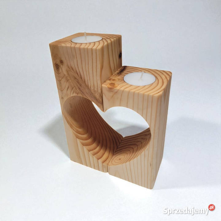 Drewniany Świecznik Serce Boże Narodzenie śląskie Bielsko-Biała