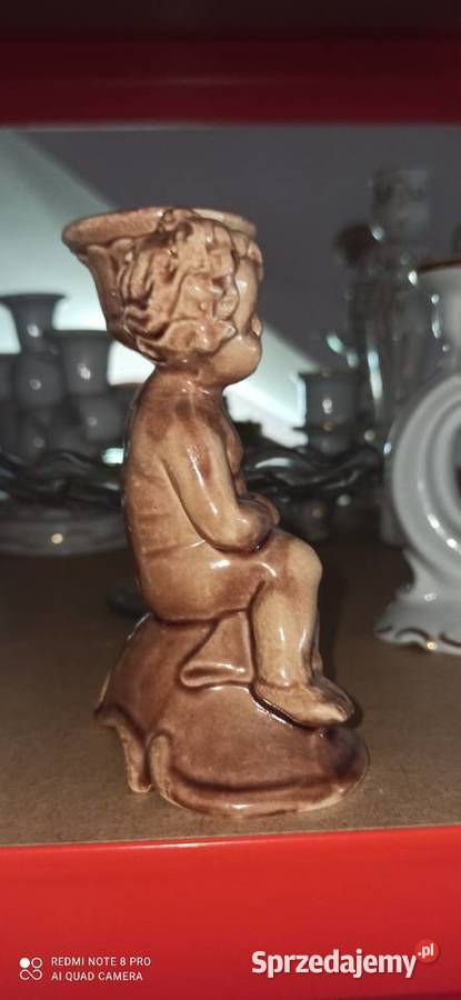 Świecznik Brązowy Porcelana Puto