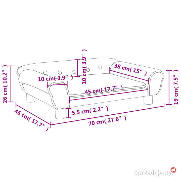 Sofa dzieci czarna 70x45x26 aksamit WM3196404 Warszawa sprzedam