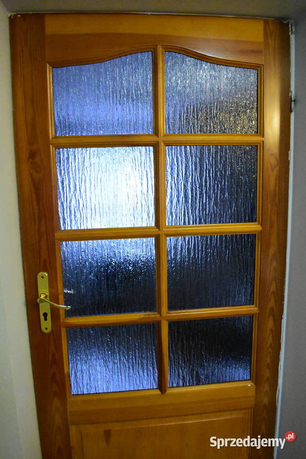 Duże drzwi wewnętrzne drewniane szkło 98 x 220