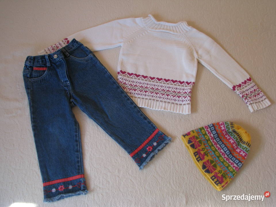 Urocze jeansowe spodnie dziewczęce z haftem na Brzegi
