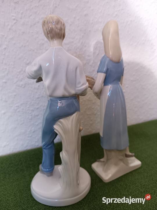 Figurki z porcelany żniwiarz i żniwiarka małopolskie Gorlice