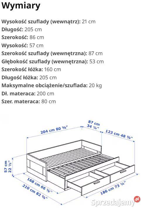 IKEA BRIMNES Leżanka Łóżko z 2 szufladami 2 Rybnik