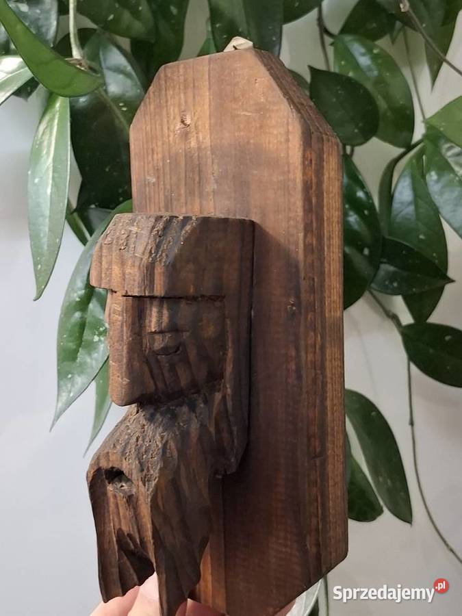 Rzeźb ludowa drewniana vintage boho retro Rękodzieło