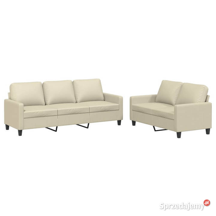2osobowa sofa z poduszkami kremowa sztuczna Warszawa sprzedam